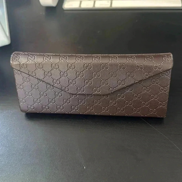 Gucci Folding Sunglasses Case Leather Embossed EUC​